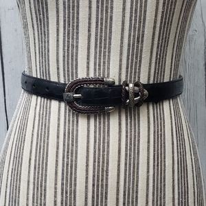 Vintage Brighton Black Leather Belt (X-Small)